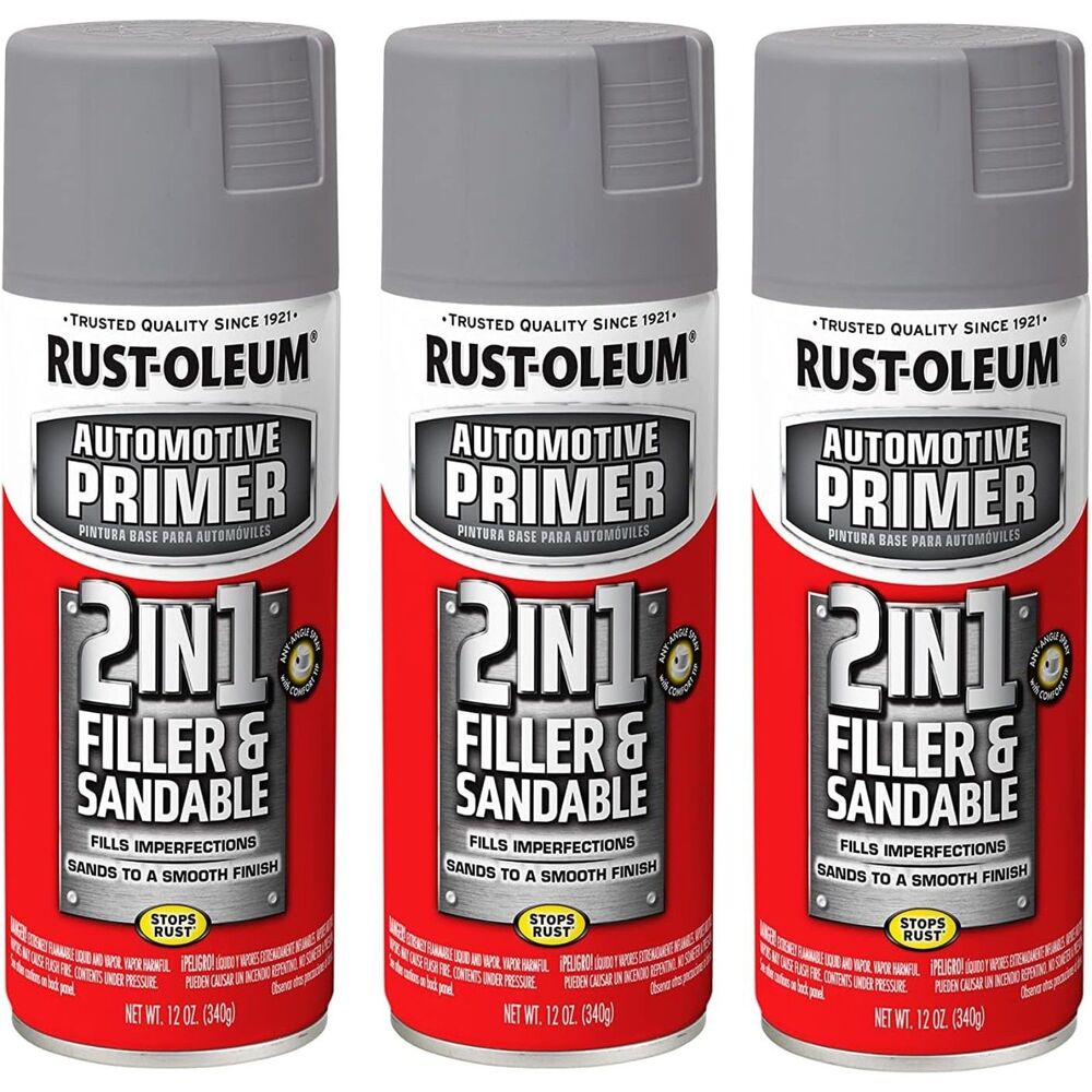Rust-Oleum 260510 Automotive 2-in-1 Filler & Sandable Primer Spray,12 oz, (3ct)